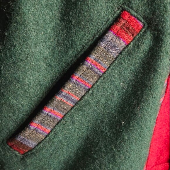 Vintage 70s Nepal Boiled Wool Jacket Coat Toggle Buttons Sz Large - Picture 4 of 14